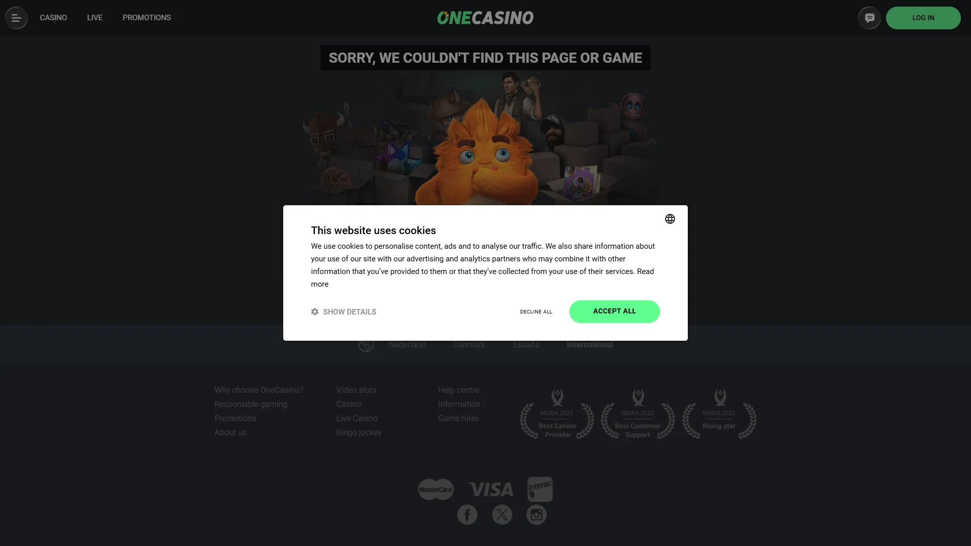 Casino One payment methods